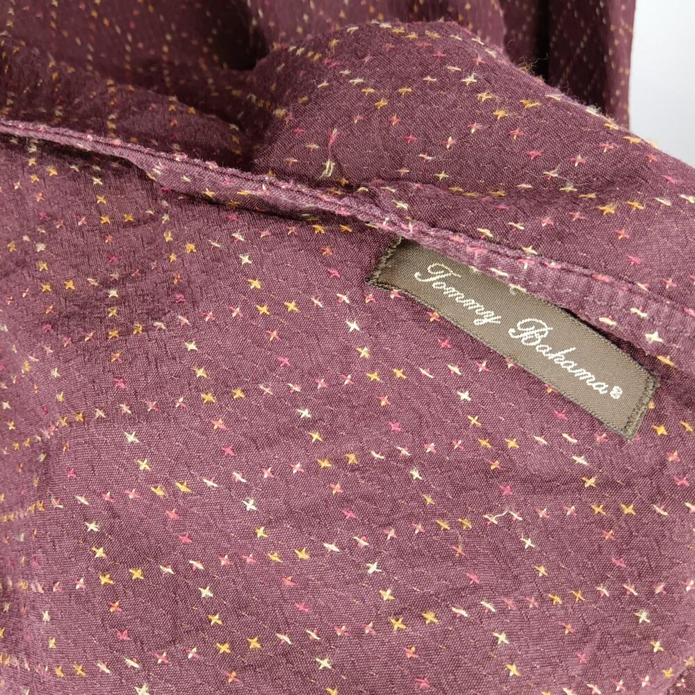 Tommy Bahama 100% Silk Burgundy Patterned Button-Down Shirt Medium - Picture 5 of 5